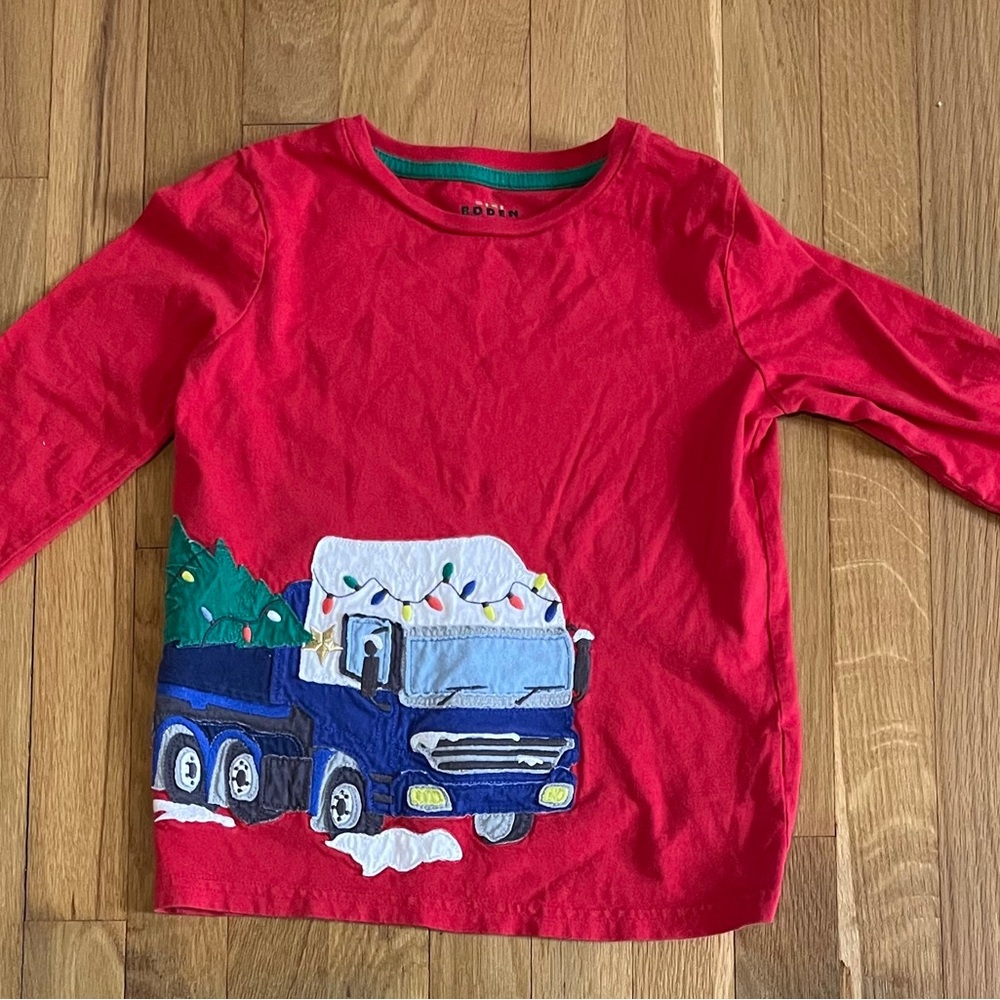 Mini Boden Christmas Long Sleeve Tee w/ Appliqué on Front and Back (Boys 7/8)